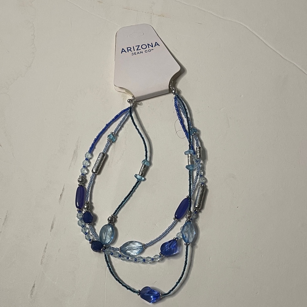 Arizona Jean Company Blue Multi-Strand Beaded Necklace with Silver Accents